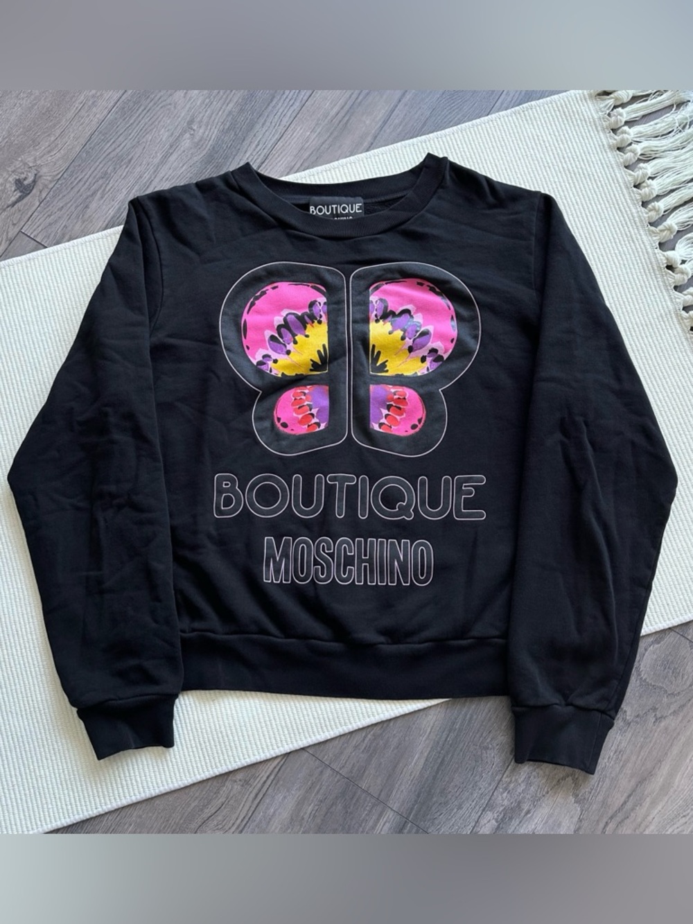BOUTIQUE MOSCHINO Butterfly Graphic Black Sweatshirt